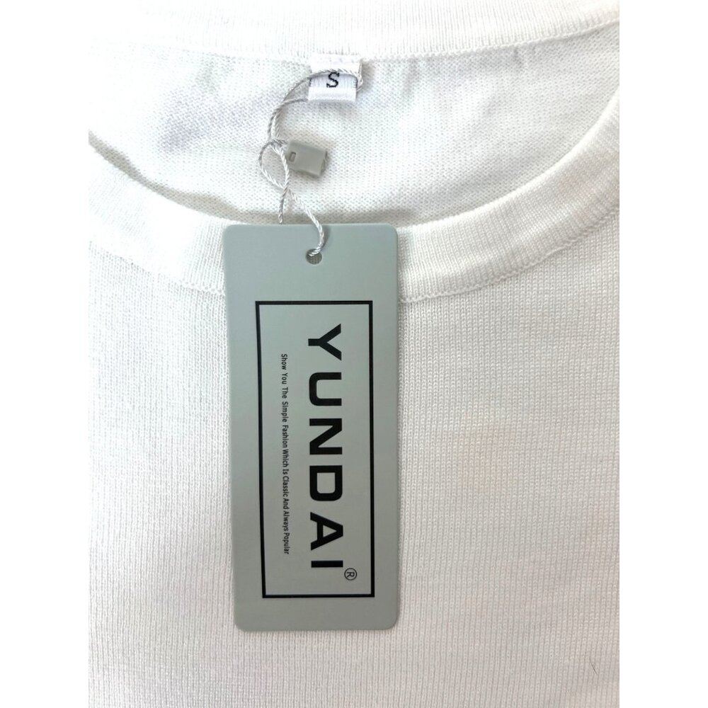 YUNDAI Long Sleeve Sweater Oversized Crew Neck Knitted White Viscose Blend Small - Picture 6 of 9